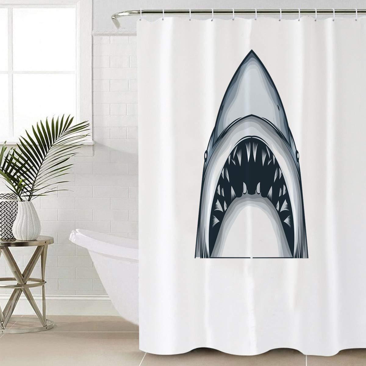 Shark Shower Curtain 72x96 Inch - Durable Bathroom Decor for Ocean Theme