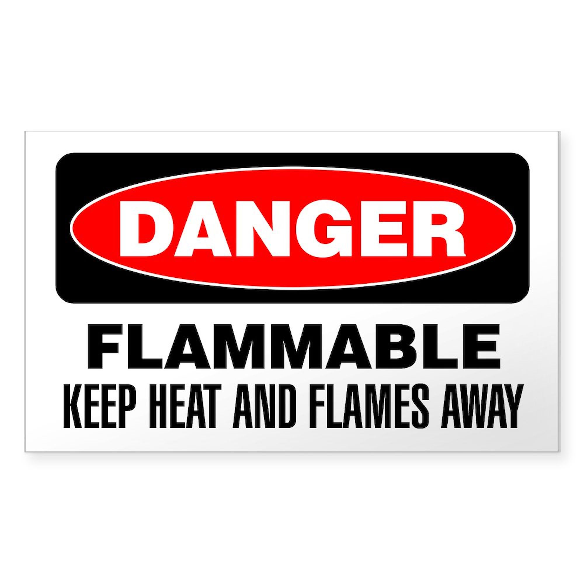 Danger Flammable Keep Heat and Flames Away Rectangle Sticker - Bumper Decal for Cars, Trucks, Laptops & Safety Equipment | High-Quality Vinyl Sticker for Workplace, Laboratories & Hazardous Areas