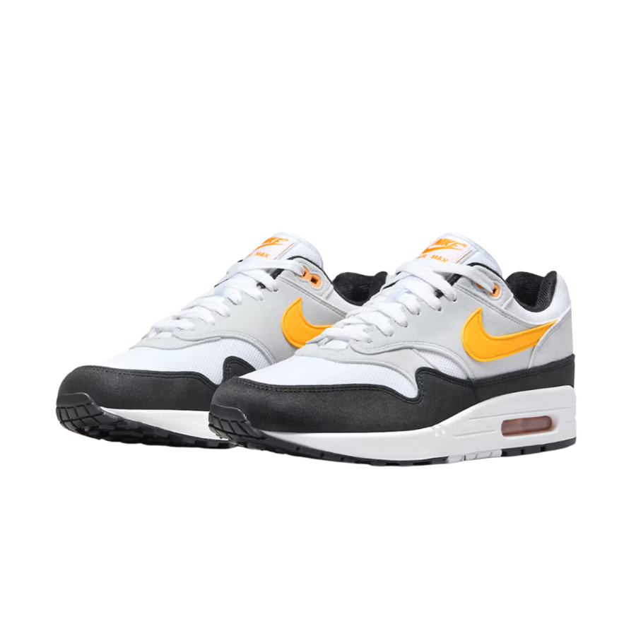 Nike Air Max 1 Men's Running Shoes - White/University Gold/Black | Comfortable Cushioned Sneakers for Jogging, Gym Workouts & Casual Wear