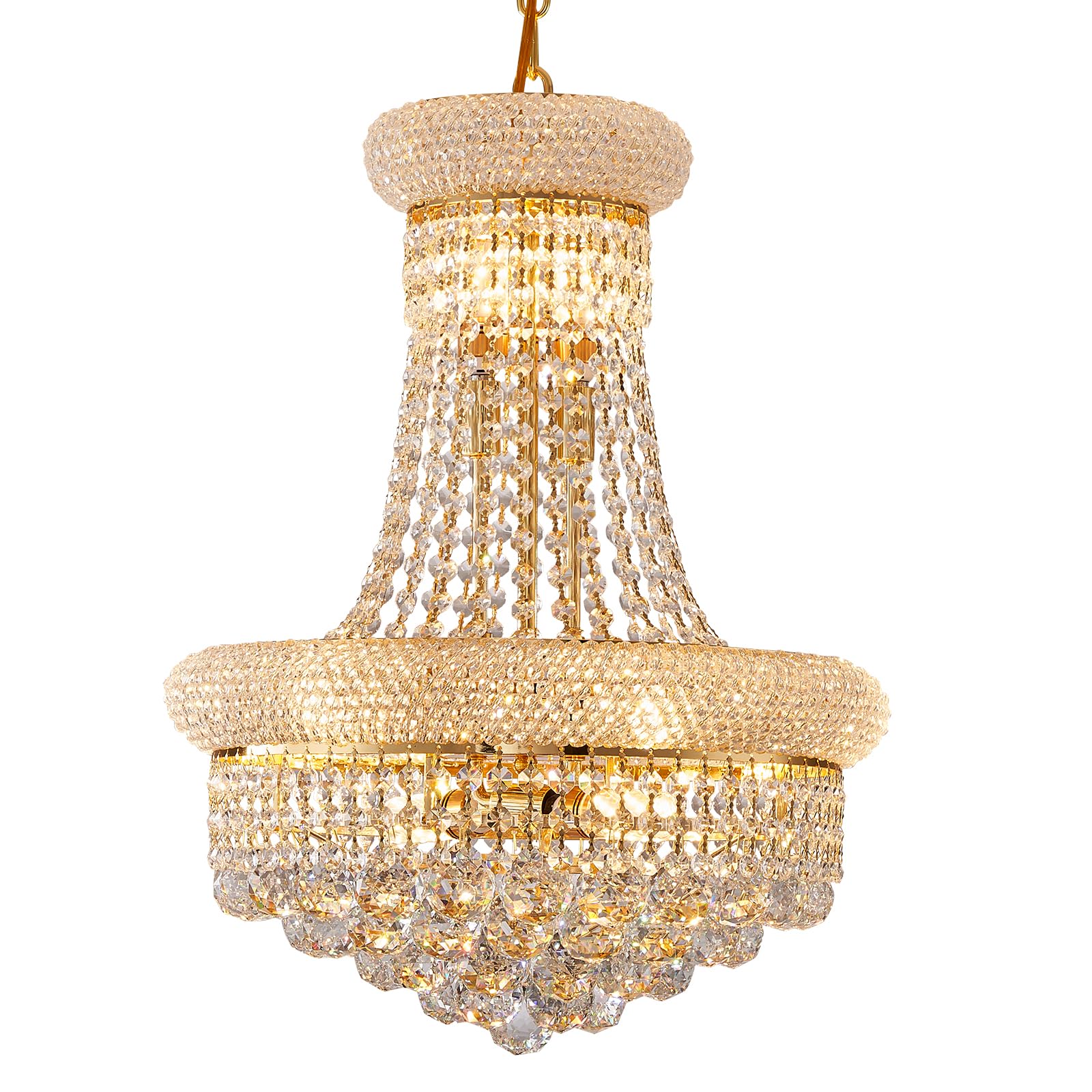 10-Light Gold Finish Empire Crystal Chandelier - 18
