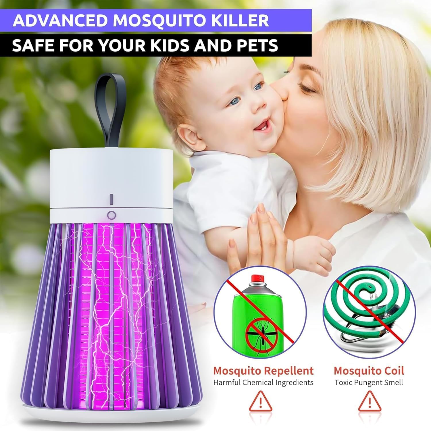 Premium Electric Mosquito Killer Lamp with UV Light - Indoor Fly & Mosquito Trap for Home, Bedroom, Kitchen | Advanced Mosquito Catcher & Insect Zapper | Safe & Chemical-Free Bug Control for Night Use
