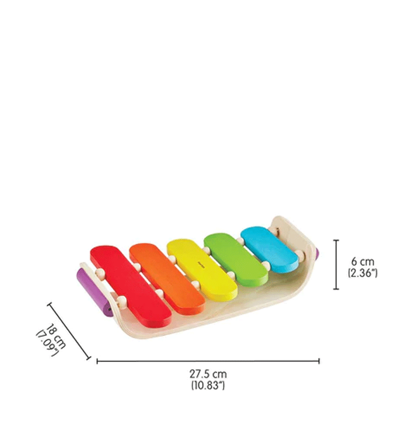 PlanToys Wooden Oval Xylophone - Musical Toy for Toddlers & Kids - Natural Wooden Percussion Instrument for Early Childhood Development - Perfect for Playtime, Music Education & Sensory Exploration