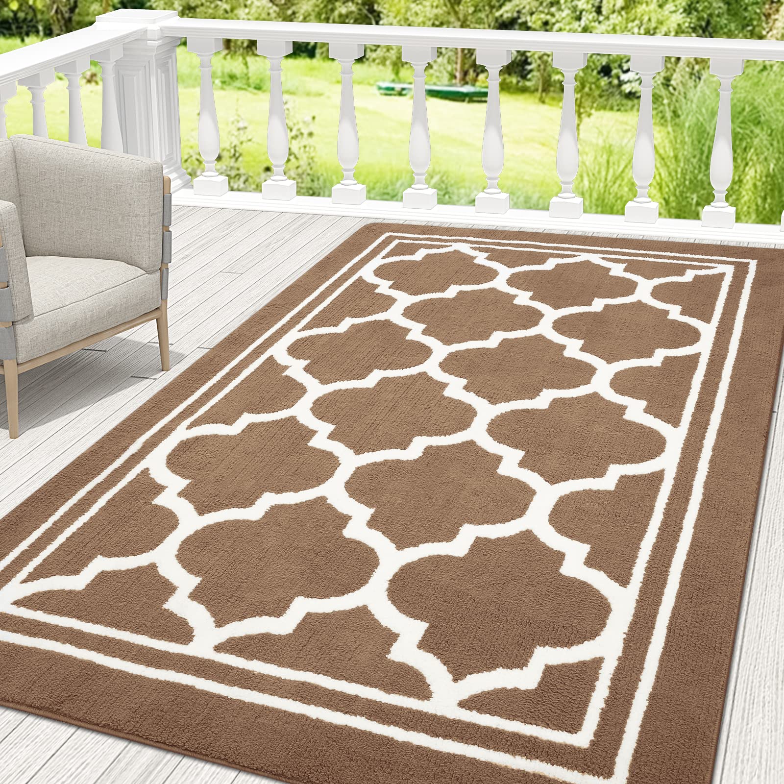 Premium Buganda Large Indoor Door Mat - Super Absorbent & Dirt-Resistant, Non-Slip Low Profile Floor Mat for Entryway, Front & Back Doors (71x47 Inches, Brown) - Perfect for Home, Office & Apartment Entrances