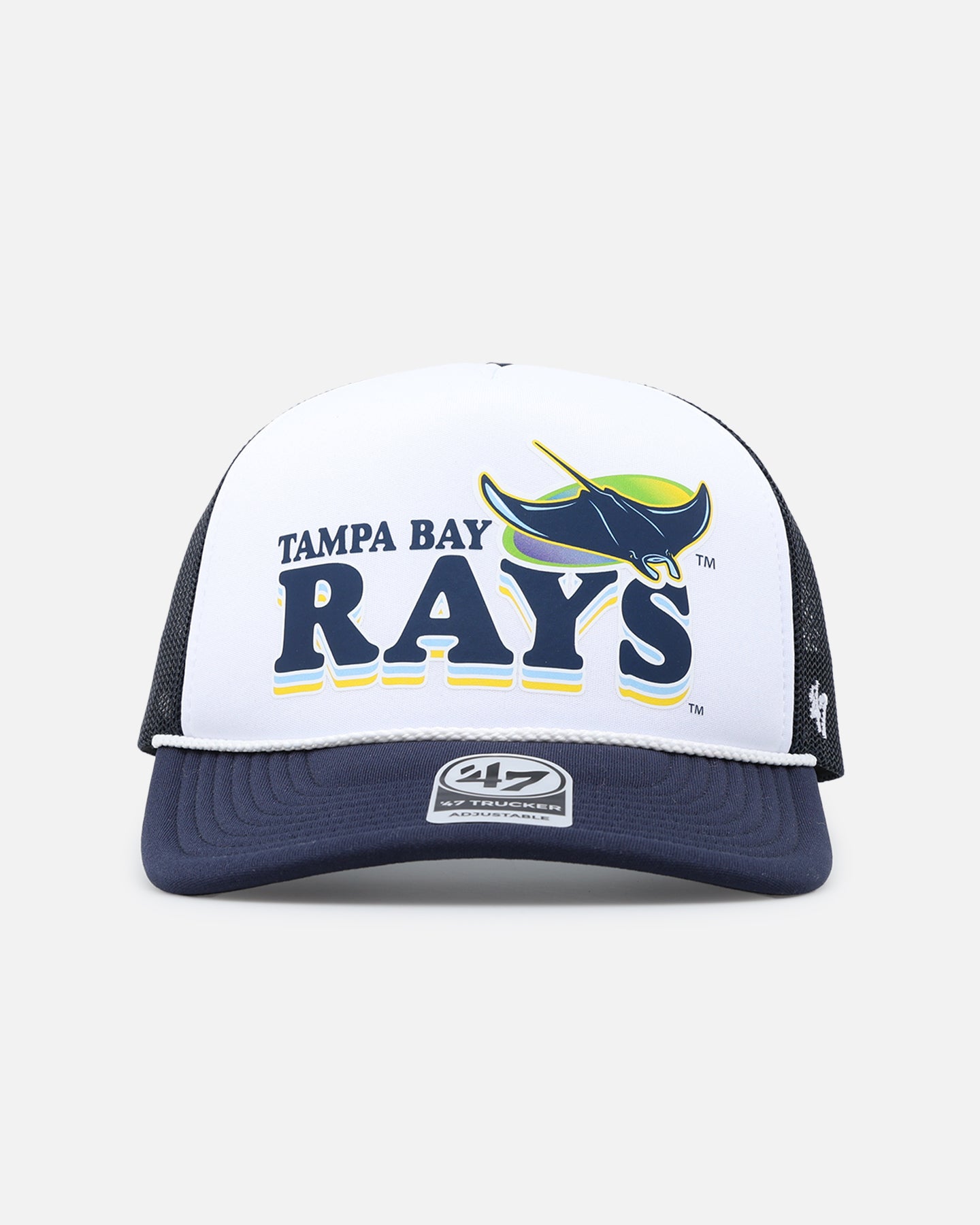 47 Brand Tampa Bay Rays '47 Region Foam Trucker Snapback Hat - Navy Blue Adjustable Baseball Cap for Men & Women - Perfect for Sports Fans, Casual Wear & Outdoor Activities