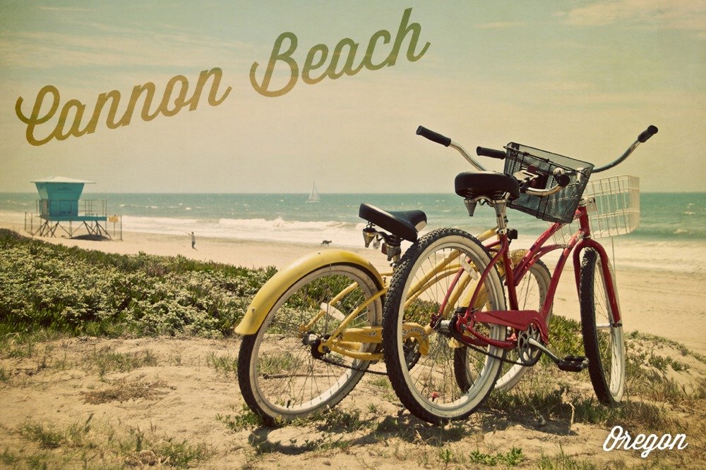 Oregon Cannon Beach Cruisers Wall Art - 9x12 Digital Print, Coastal Decor for Living Room, Bedroom & Office