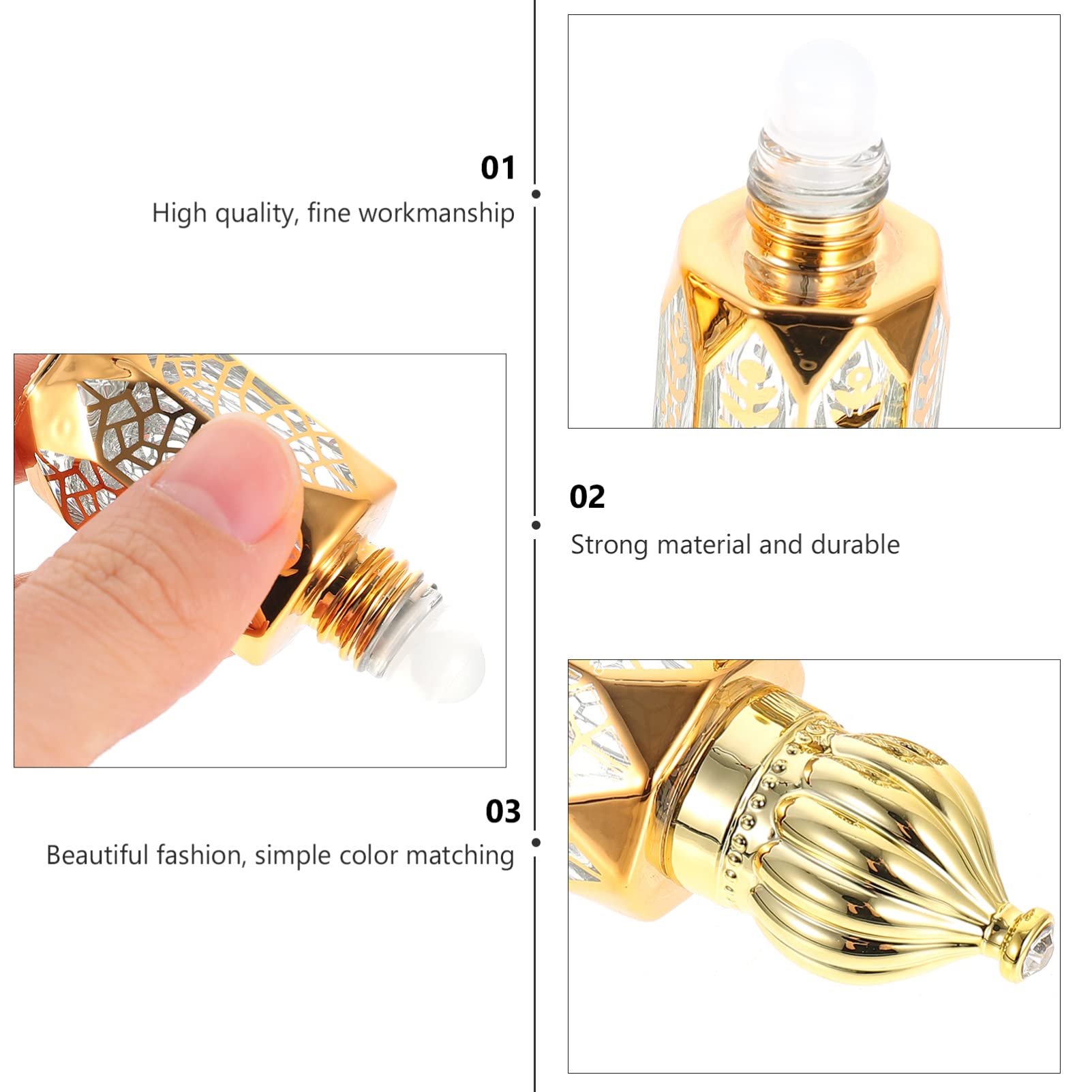 EXCLUZO 2-Pack Glass Roll-On Perfume Bottles - Essential Oil Containers for Travel, Aromatherapy & DIY Beauty Products | Leak-Proof Mini Dispenser for Purse, Gym Bag & Home Use