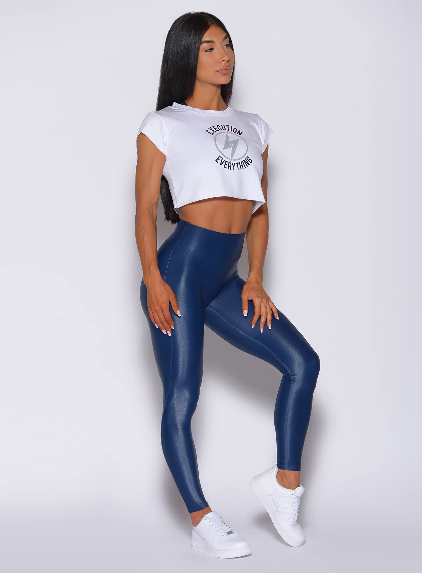 Bombshell Sportswear High Waist Gloss Leggings - Women's Workout Tights for Yoga, Running & Gym - Shiny Compression Pants for Fitness & Lounge