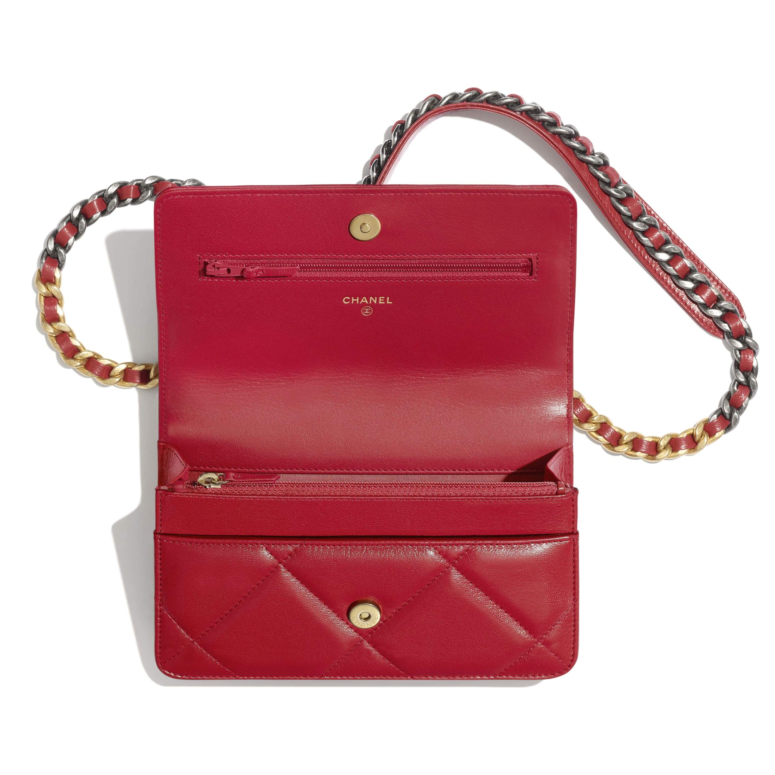 Chanel Wallet On Chain WOC - Genuine Lambskin Leather Crossbody Bag with Gold-Tone Hardware in Red | Perfect for Evening Events, Parties, and Daily Use