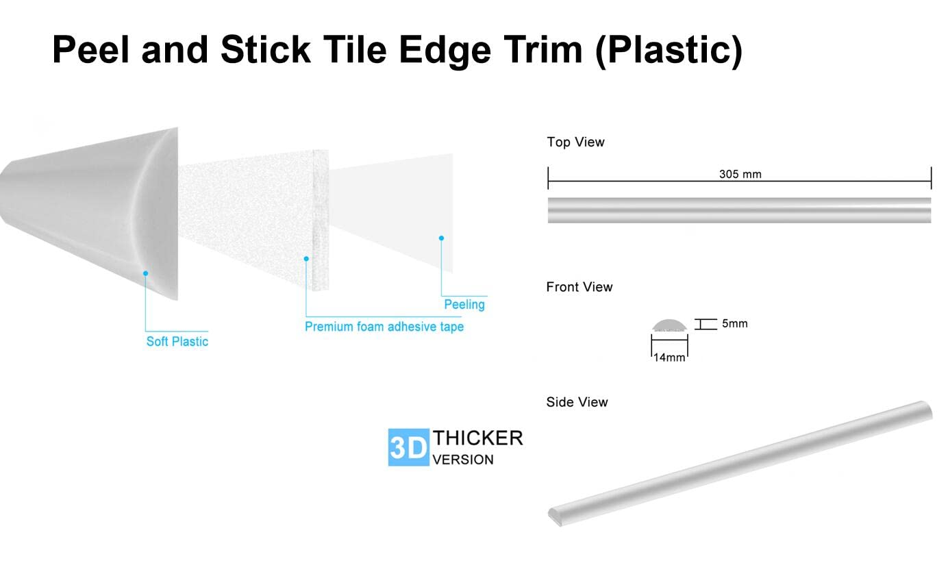 Black Peel and Stick Tile Trim - 10 Pack (12