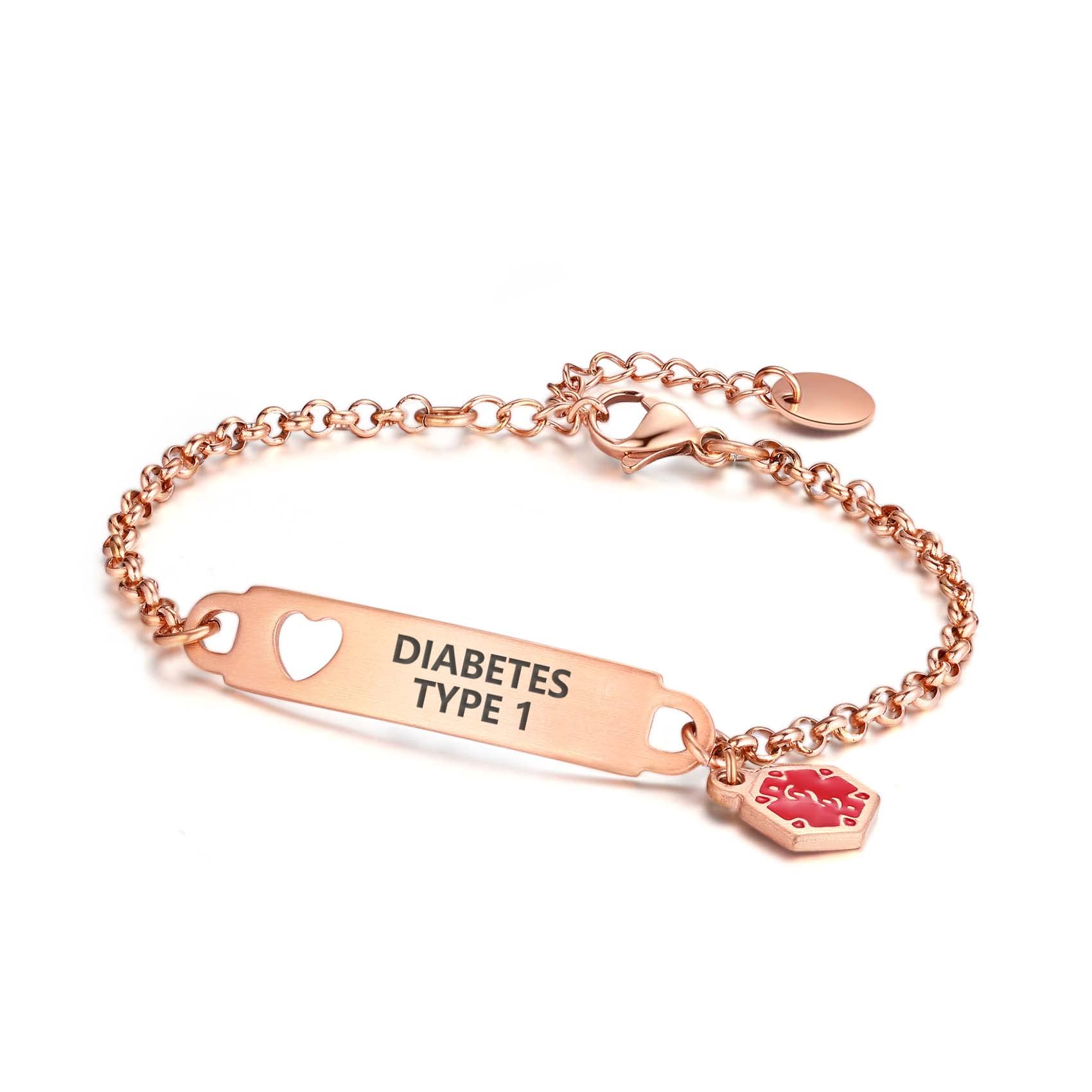 Divoti Pre-Engraved Simple Rolo Chain Medical Alert ID Bracelet for Women - Stylish Safety Jewelry for Emergency Medical Information, Allergies & Conditions - Perfect for Daily Wear, Travel & Outdoor Activities