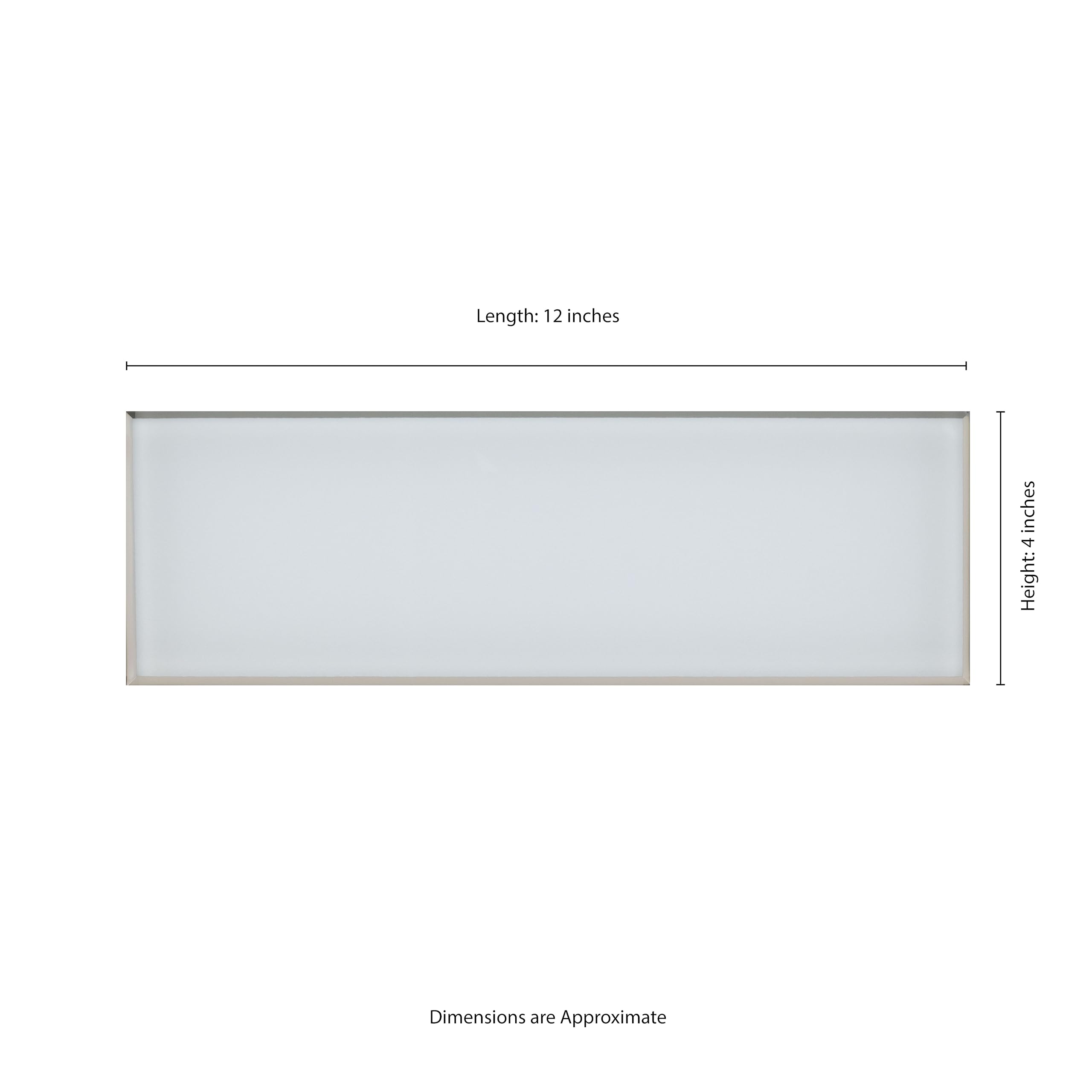 MSI Ice Bevel 4x12 Inch White Beveled Glass Subway Tile - Kitchen Backsplash, Bathroom & Shower Wall Tile - Cool White Mosaic for Modern Home Decor (Perfect for Kitchen Renovation, Bathroom Upgrade & Spa-like Shower Design)