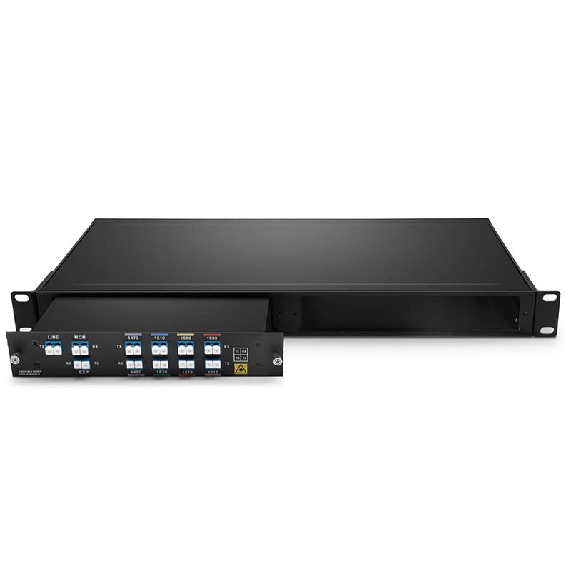8-Channel CWDM MUX Demux Dual Fiber LGX Box (1470-1610nm) with Monitor & Expansion Port - LC/UPC Connector for Fiber Optic Network Expansion & Data Center Applications