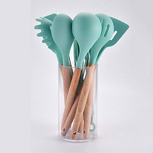 **Heat-Resistant Silicone Spatula Set - Non-Stick Kitchen Turner, Soup Spoon & Wooden Handle Cooking Shovel - Perfect for Baking, Flipping Pancakes & Stirring Sauces**
