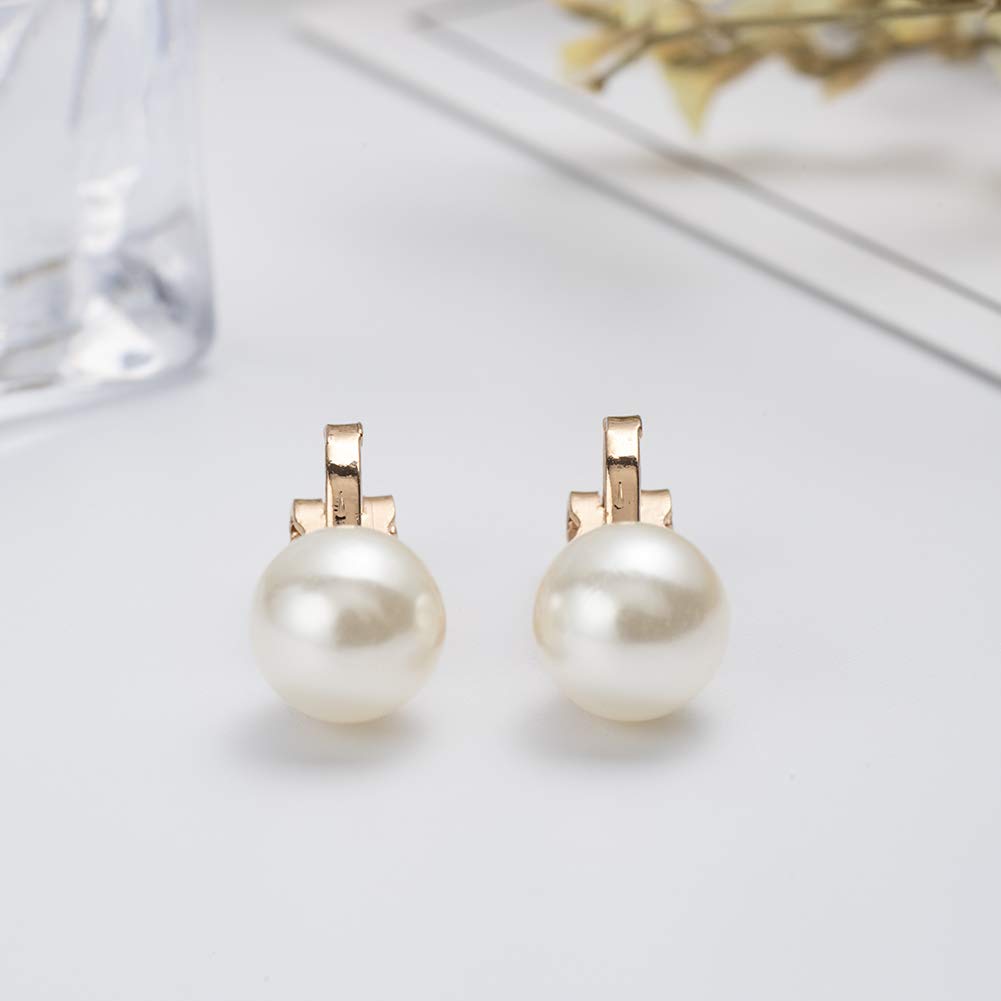8mm Clip-On Stud Earrings with Simulated Freshwater Pearl - Non-Pierced Earrings for Women | Perfect for Weddings, Parties & Everyday Elegance (SE-08)