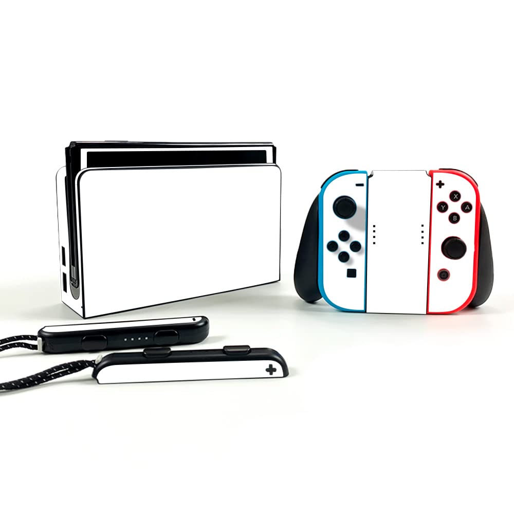 MightySkins Protective Vinyl Skin Cover for Nintendo Switch OLED - Solid White | Durable, Customizable Decal Wrap | Easy to Apply & Remove | Made in USA | Perfect for Gaming, Travel, and Personalization