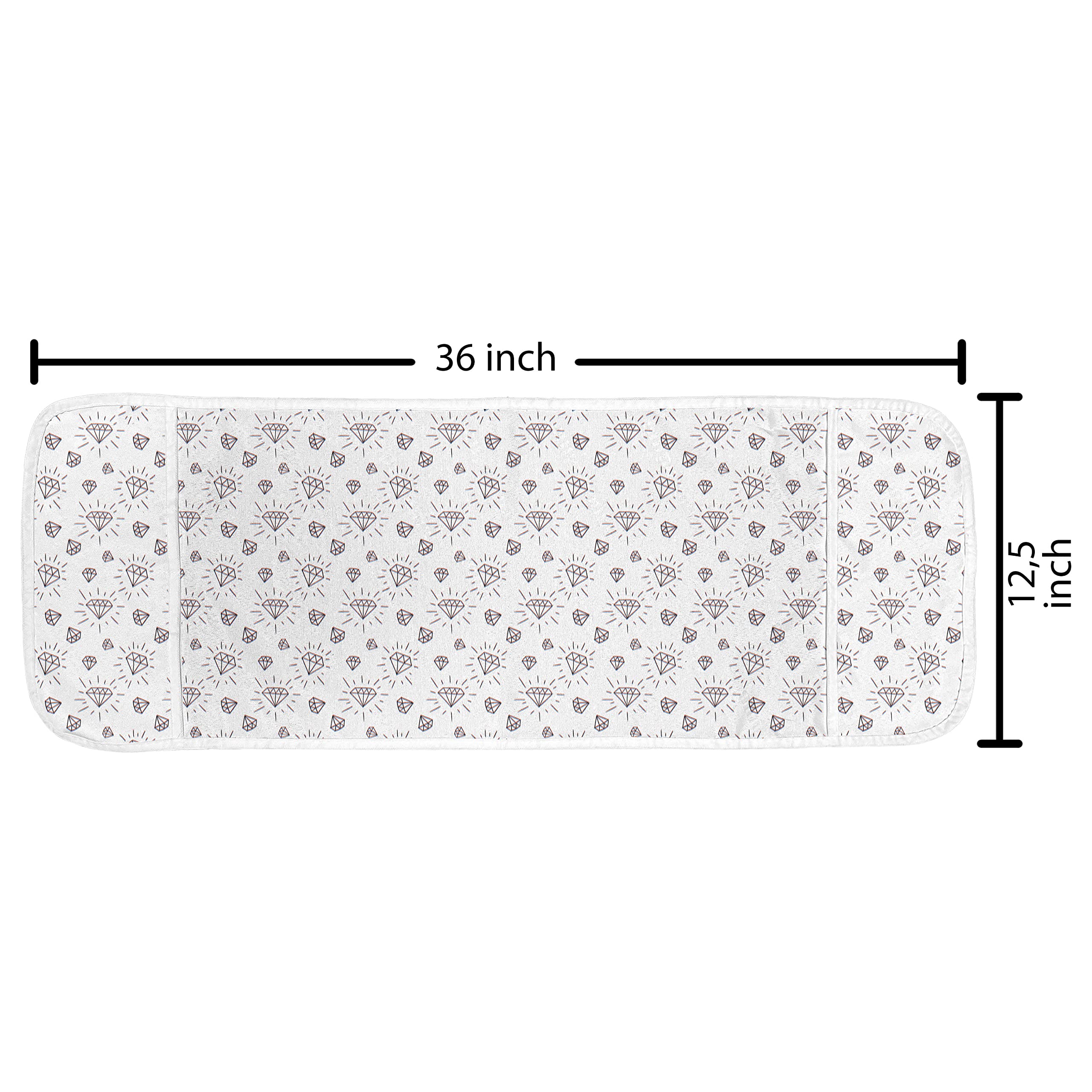 Ambesonne Diamonds Microwave Cover - Hand Drawn Doodle Style Crystal Design with Chevron Stripes & Triangles, Waterproof Kitchen Organizer with Pockets, 36 x 12 Inches, Black & White - Perfect for Microwave Protection & Kitchen Storage