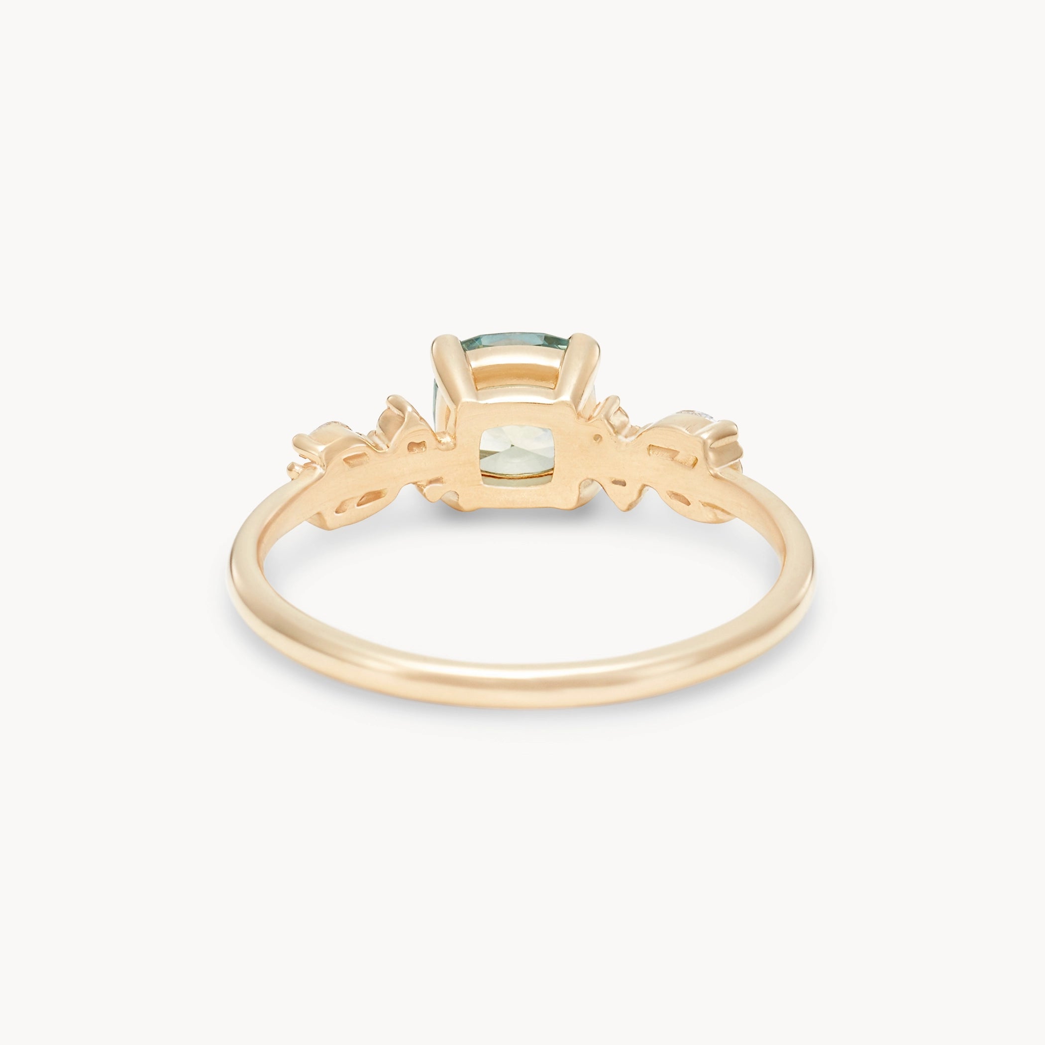 Wildflower Grace Unique Engagement Ring - 14K Yellow Gold, Cushion Cut Sapphire & Brilliant Diamonds | Perfect for Proposals, Anniversaries & Special Occasions