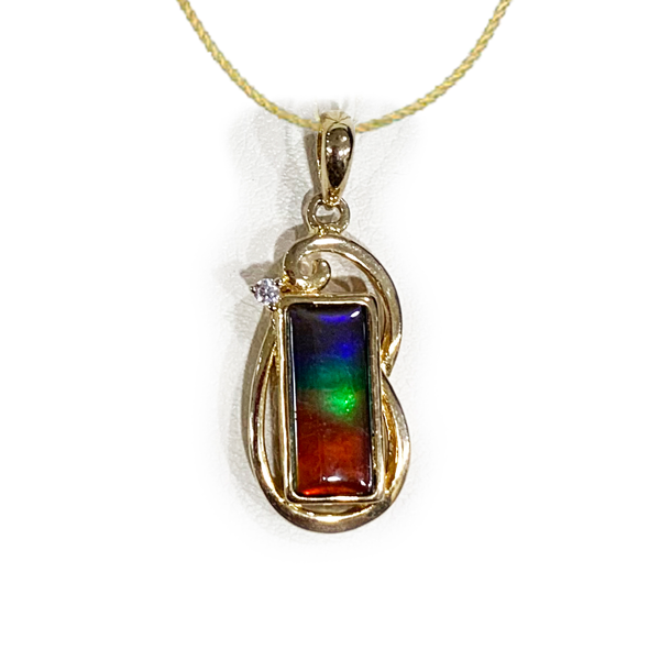Gold Plated Ammolite Pendant Necklace - Elegant Gemstone Jewelry for Women | Perfect for Parties, Weddings & Special Occasions