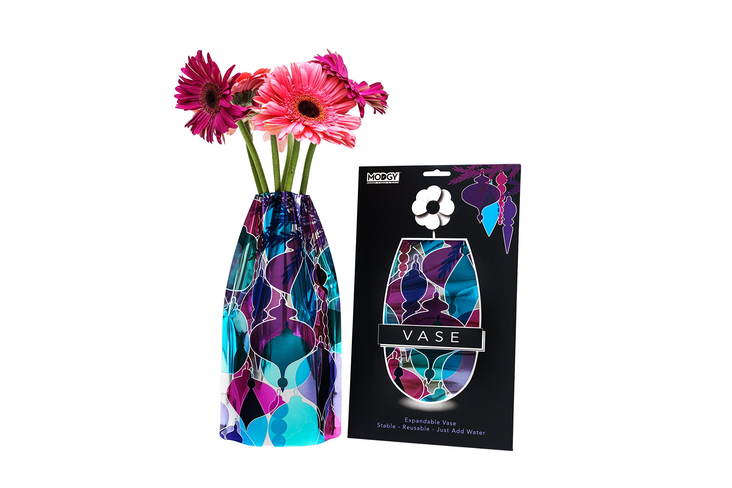 MODGY Expandable Flower Vase - Modern Plastic Decorative Vase for Fresh & Artificial Flowers - Perfect for Dining Table Centerpieces, Living Room, Bathroom, Wedding & Office Decor (Kringle Design) - Ideal for Home Decor, Party Arrangements & Gift Giving