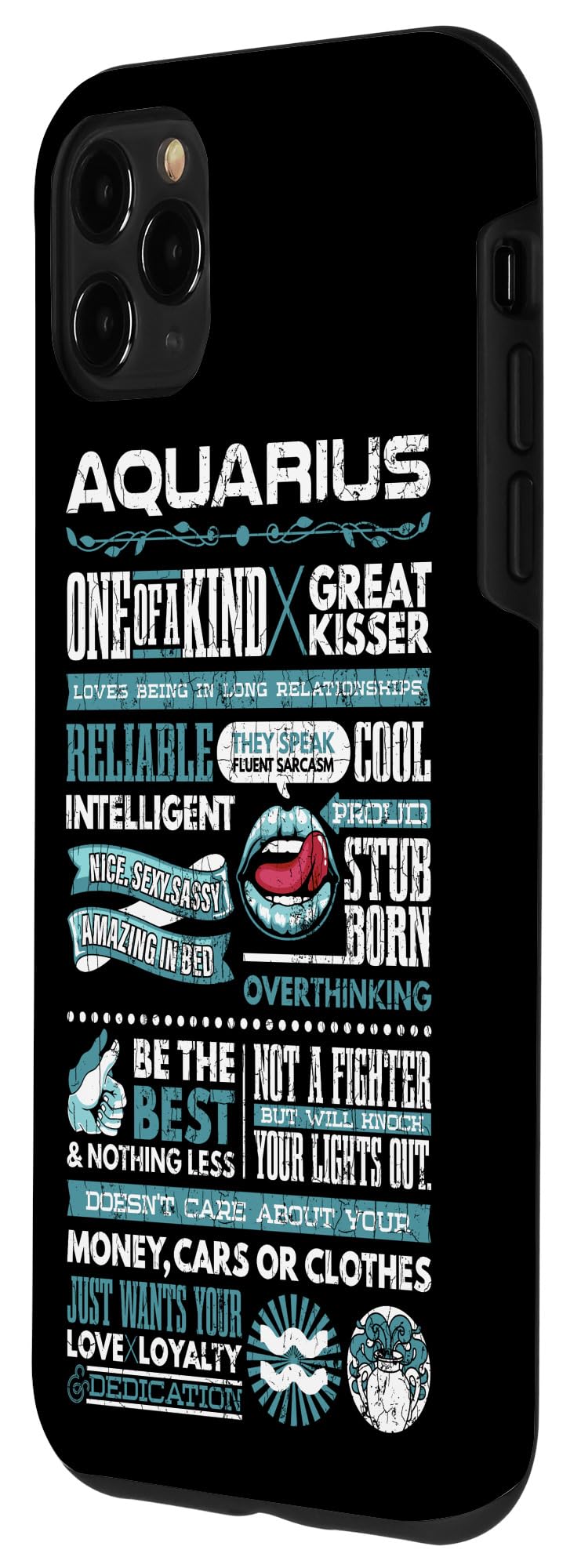 iPhone 11 Pro Max Case - Funny Aquarius Zodiac Sign Graphic Design - Perfect for Horoscope Lovers & Phone Protection