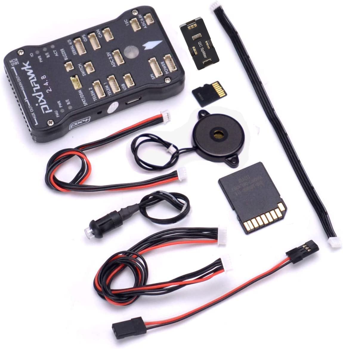 Readytosky Pixhawk PX4 Flight Controller 2.4.8 - 32 Bit Drone Flight Control Board with Safety Switch, Buzzer, I2C Splitter Module & 4GB SD Card - Perfect for DIY Drone Building, UAV Development and RC Aircraft Projects