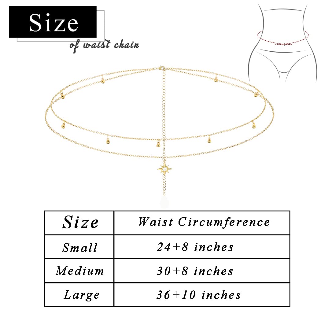 Adjustable Layered Beads Waist Chain - Gold & Silver Sun Belly Chain Jewelry for Women | Perfect for Bikini, Beach, Festival & Boho Fashion Accessories