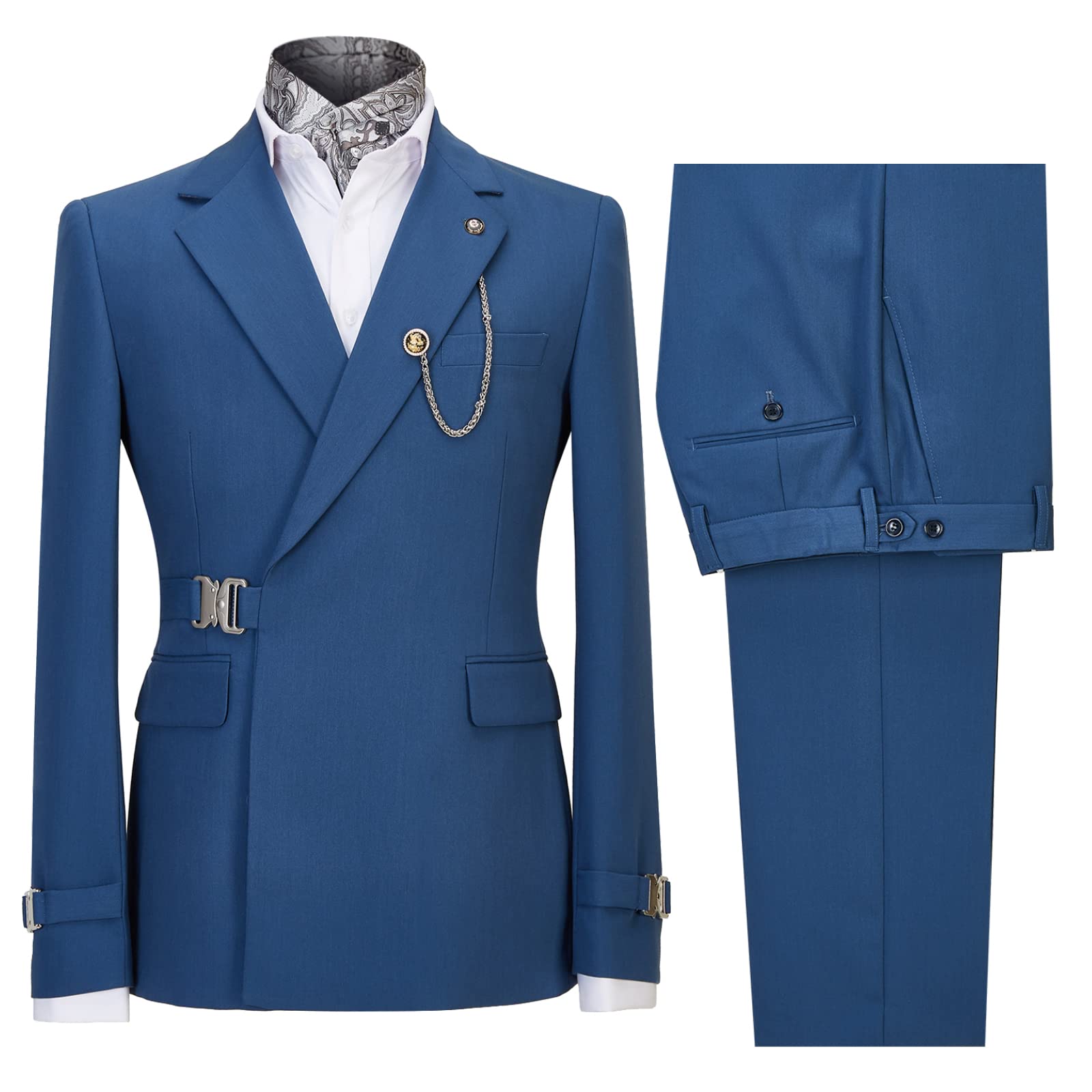 **Cenne Des Graoom Men's Slim Fit 2-Piece Suit - Solid Color Tuxedo with One Button Shawl Collar Jacket & Vest Pants Set | Formal Wear for Weddings, Business, and Special Events**