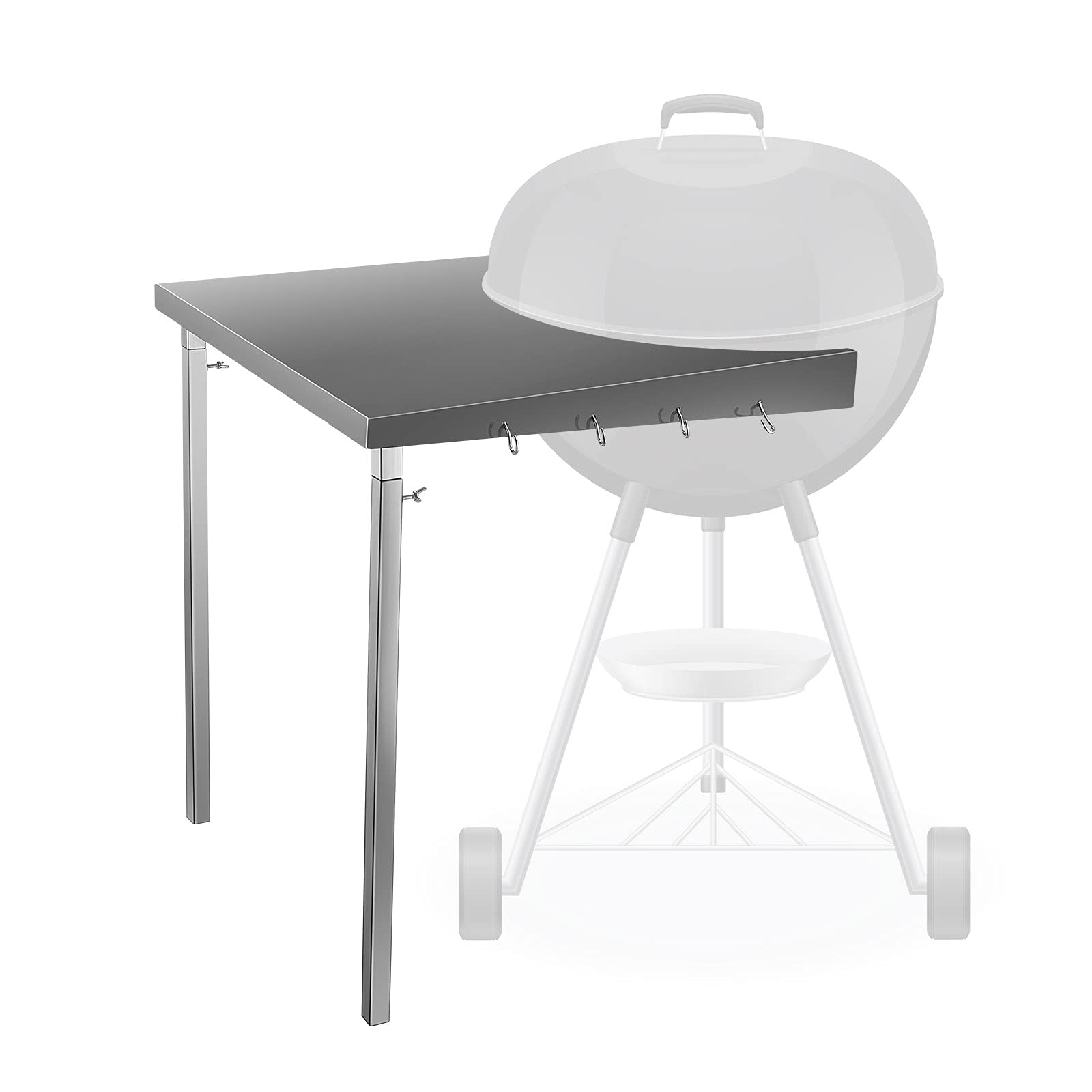 ETE ETMATE Stainless Steel Foldable Charcoal Grill Side Table - Compatible with Weber 18
