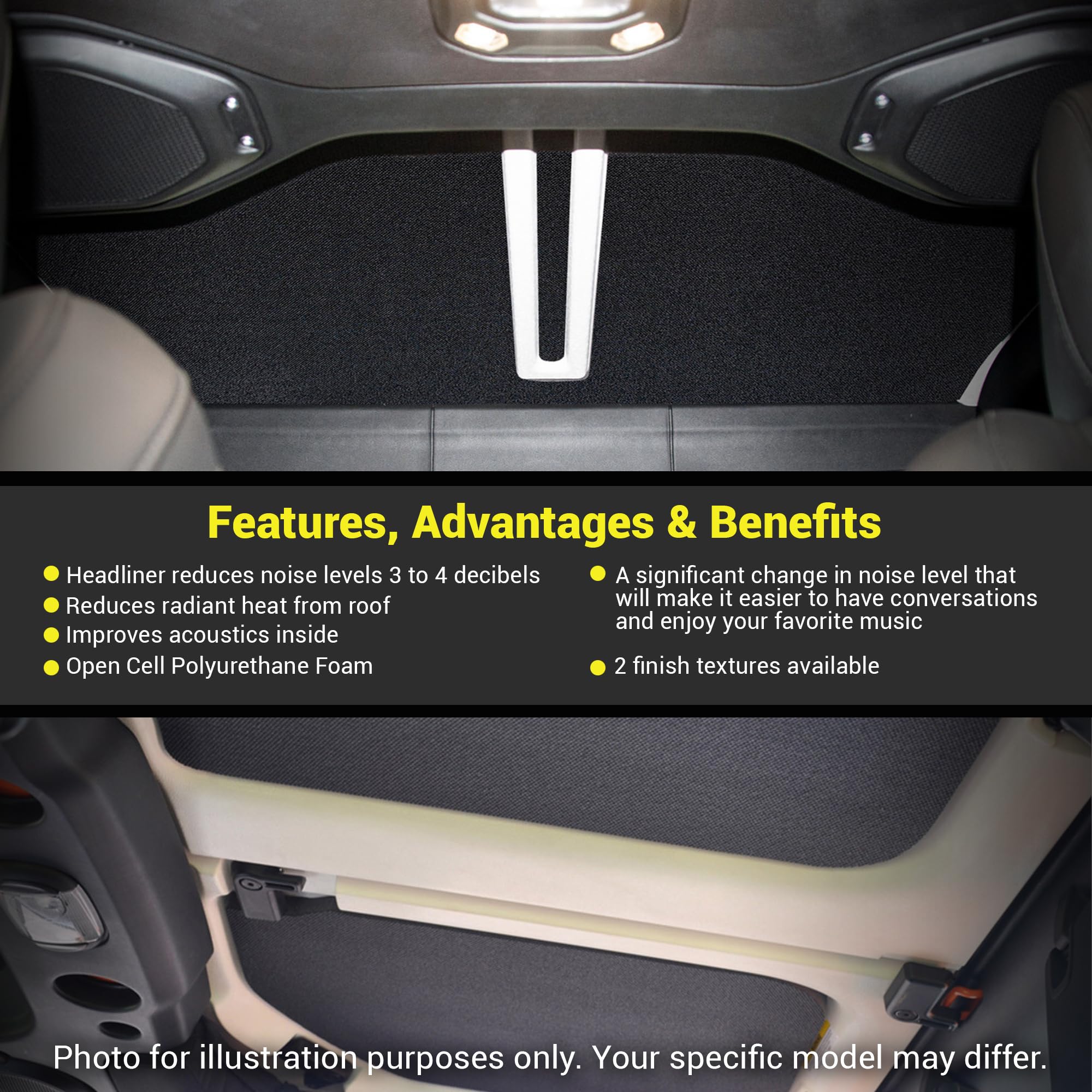 DESIGN ENGINEERING Sound Deadening and Insulating Headliner Kit for Jeep Gladiator JT (2020-2024) - Premium Noise Reduction & Thermal Insulation Accessories for Quieter Rides and Temperature Control