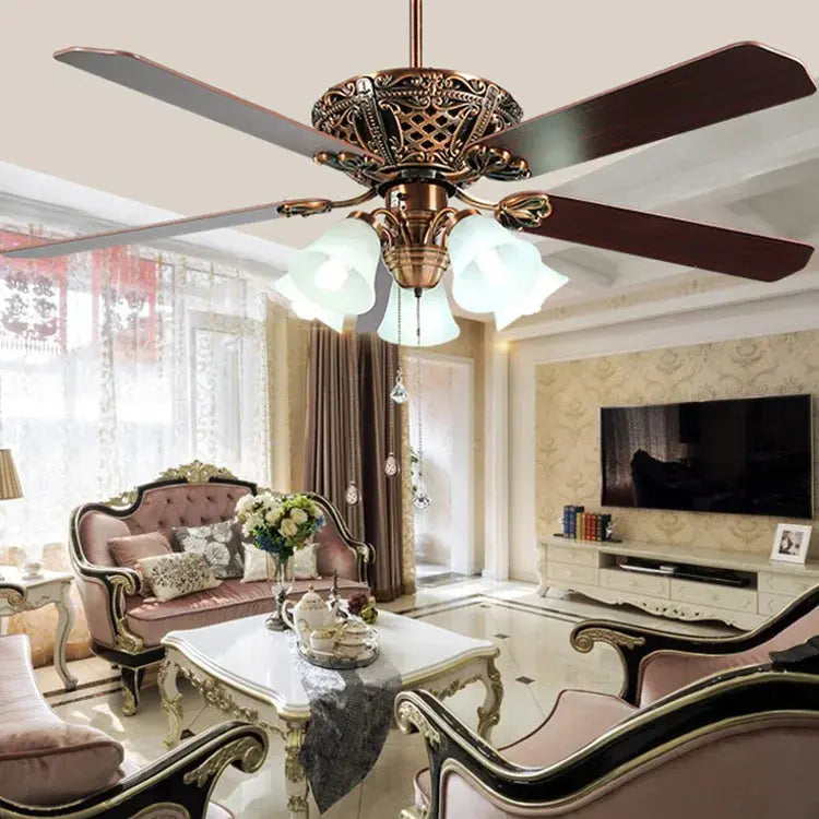 52/60 Inch 5-Blade Rustic Ceiling Fan with Light Kit - Perfect for Living Room, Bedroom, and Farmhouse Decor
