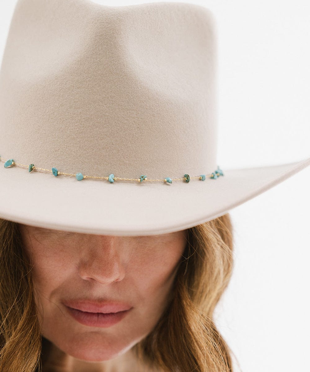 Turquoise Stone Hat Band for Cowboy Hats - Handmade Genuine Turquoise Beaded Hatband for Western Style & Country Fashion - Perfect for Rodeo, Music Festivals & Outdoor Events