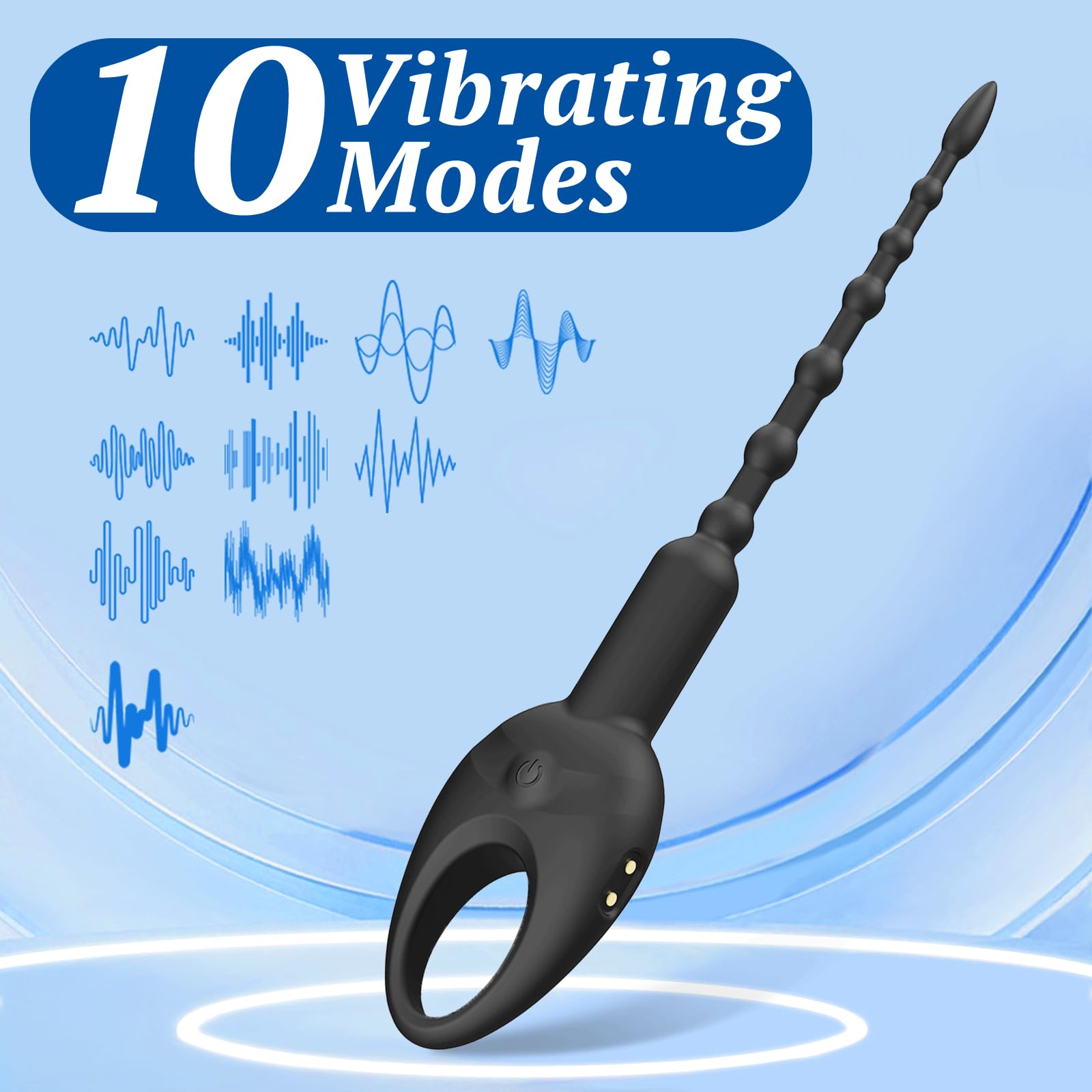 Premium Silicone Penis Vibrator with 10 Vibration Modes - Urethral Plug & Sound for Men | Male Sex Toy for Enhanced Pleasure & Prostate Stimulation | Perfect for Solo Play, Couples & BDSM Scenes