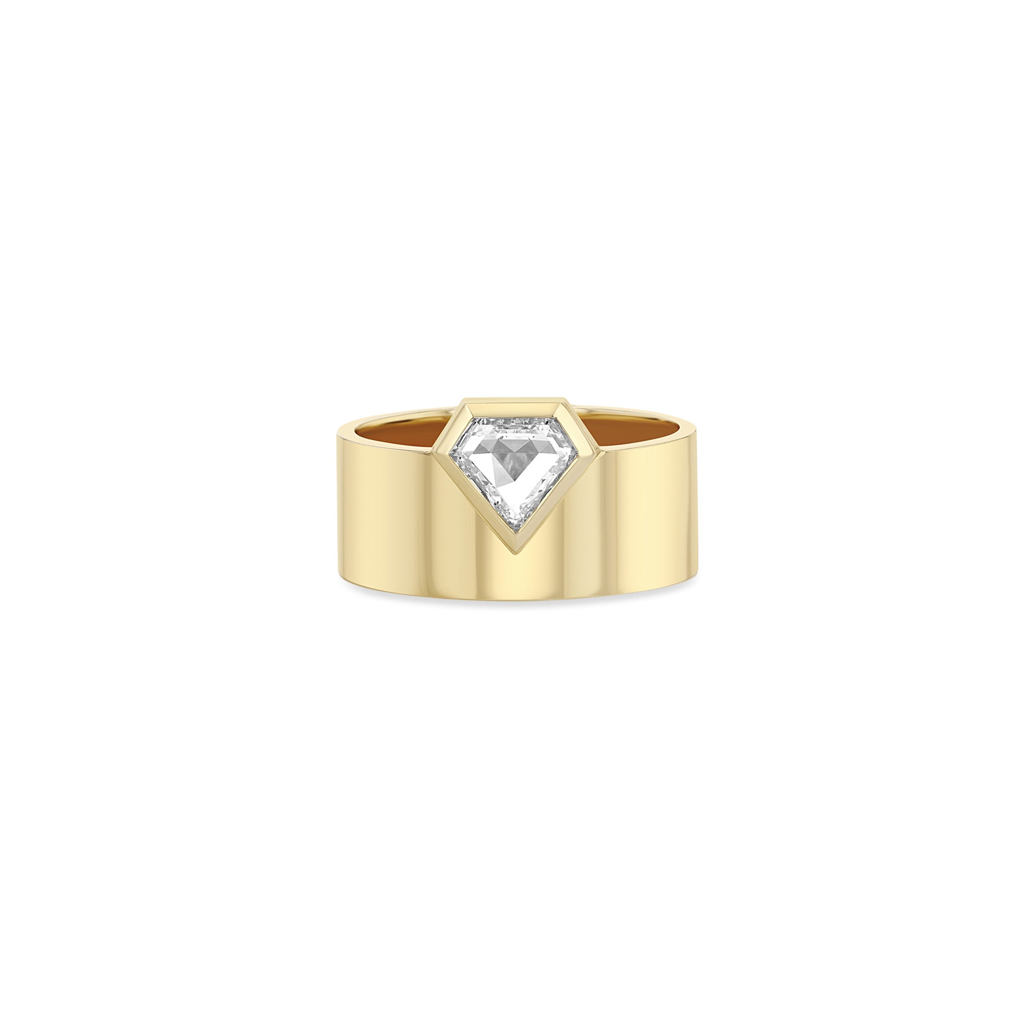 0.67 CTW Shield Diamond Bezel Wide Cigar Band Ring for Men - Luxury Statement Jewelry for Weddings, Parties & Special Occasions