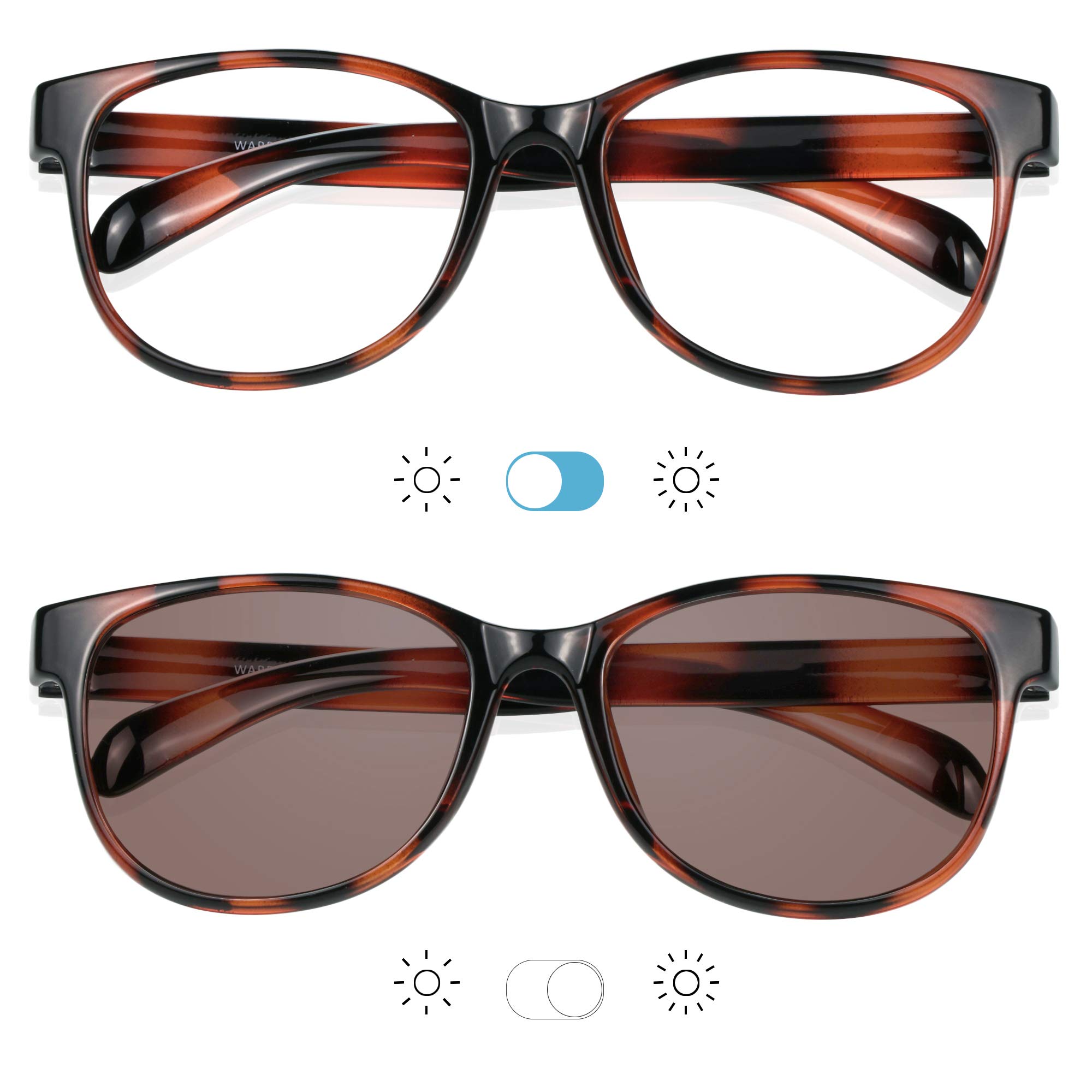YEIN Bifocal Reading Glasses with Photochromic Lenses - Brown & Grey Transition Sunglasses for Women & Men - Perfect for Reading, Driving, and Outdoor Activities