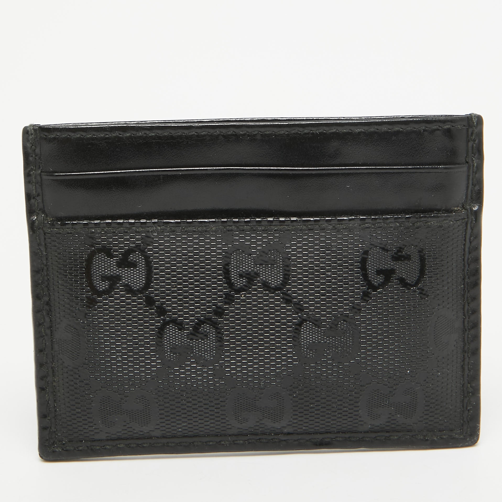 Black GG Imprinted Canvas and Leather Card Holder - Luxury Slim Wallet for Men & Women - Perfect for Travel, Business, and Everyday Use