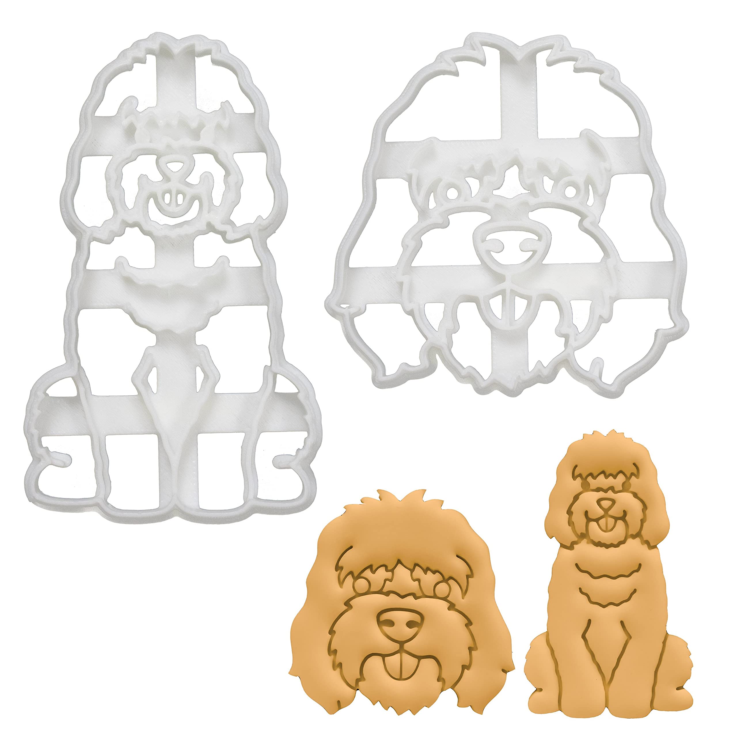 Set of 2 Cockapoo Dog Cookie Cutters (Face & Body Designs) - Stainless Steel Baking Tools for Dog Lovers - Perfect for Homemade Dog Treats, Birthday Parties & Pet-Themed Events