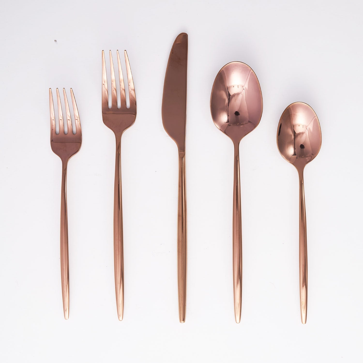 20-Piece Gaze Copper Mirror Flatware Set - Elegant Stainless Steel Cutlery for Dining, Wedding, and Home Decor