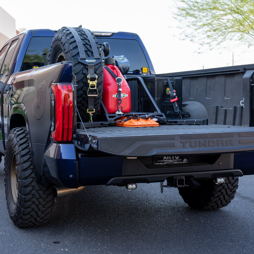 2022-2024 Toyota Tundra SDHQ Built-In Bed Chase Rack - Heavy Duty Off-Road Truck Accessory for Overlanding & Adventure Gear Storage