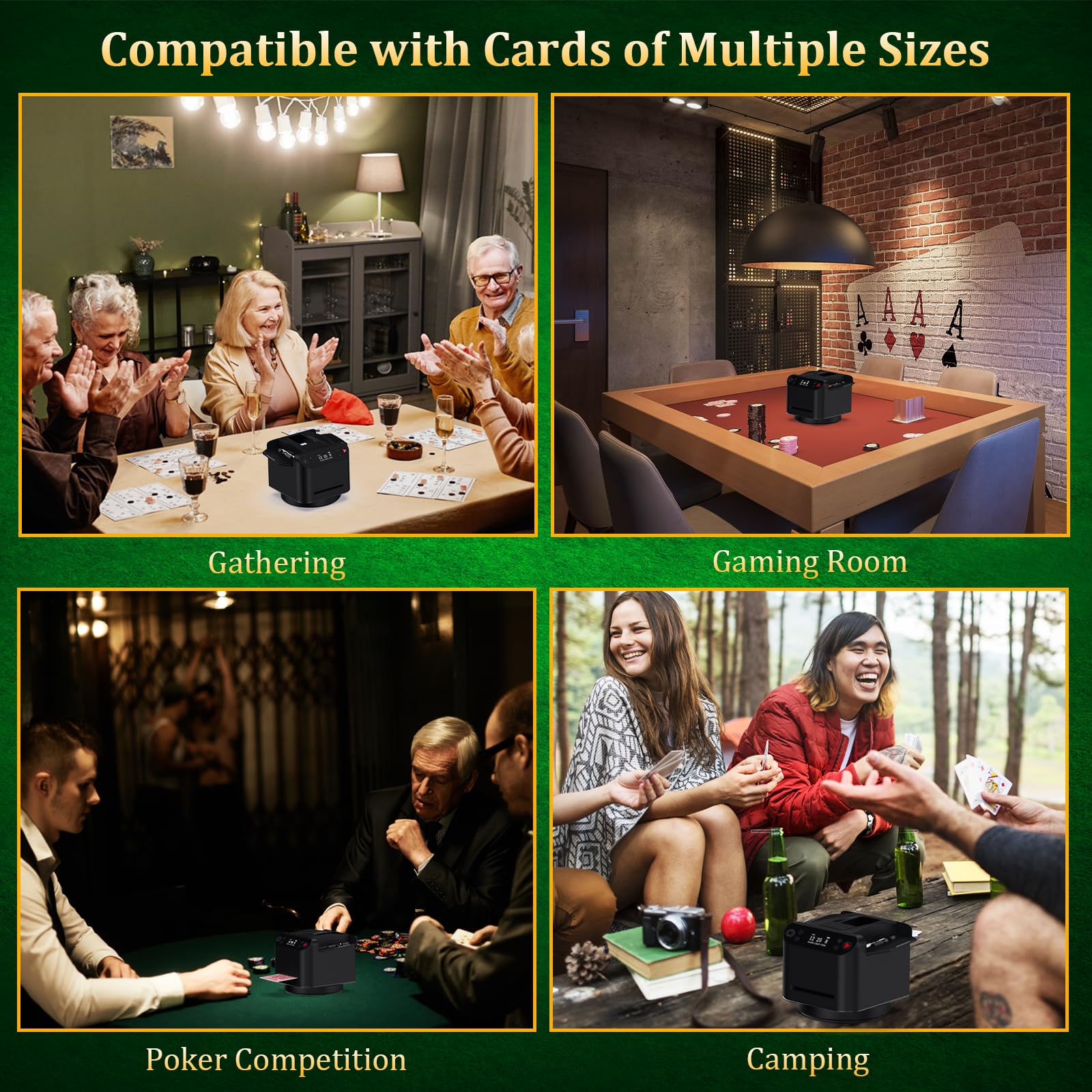 2025 Automatic Card Shuffler and Dealer 2-in-1 - 360° Rotating 2 Decks Poker Card Shuffler with 4 Wireless Remotes for 2-12 Players - Perfect for UNO, Texas Hold'em, Blackjack, Monopoly & Card Games - Ideal for Casino Nights, Game Parties & Family Gatherings