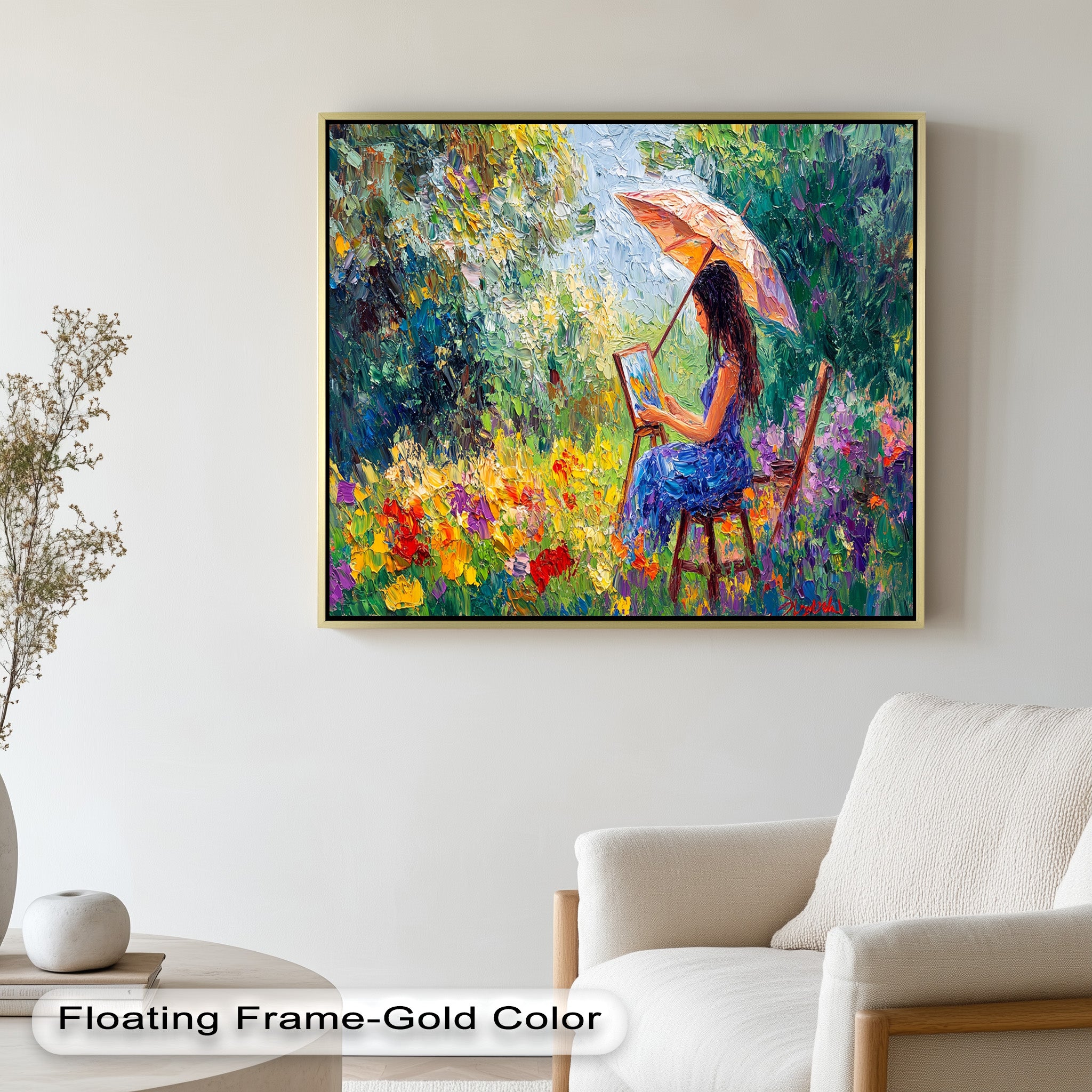 Vibrant Garden Landscape - Hand-Painted Impressionist Oil Painting Artwork for Home & Office Decor