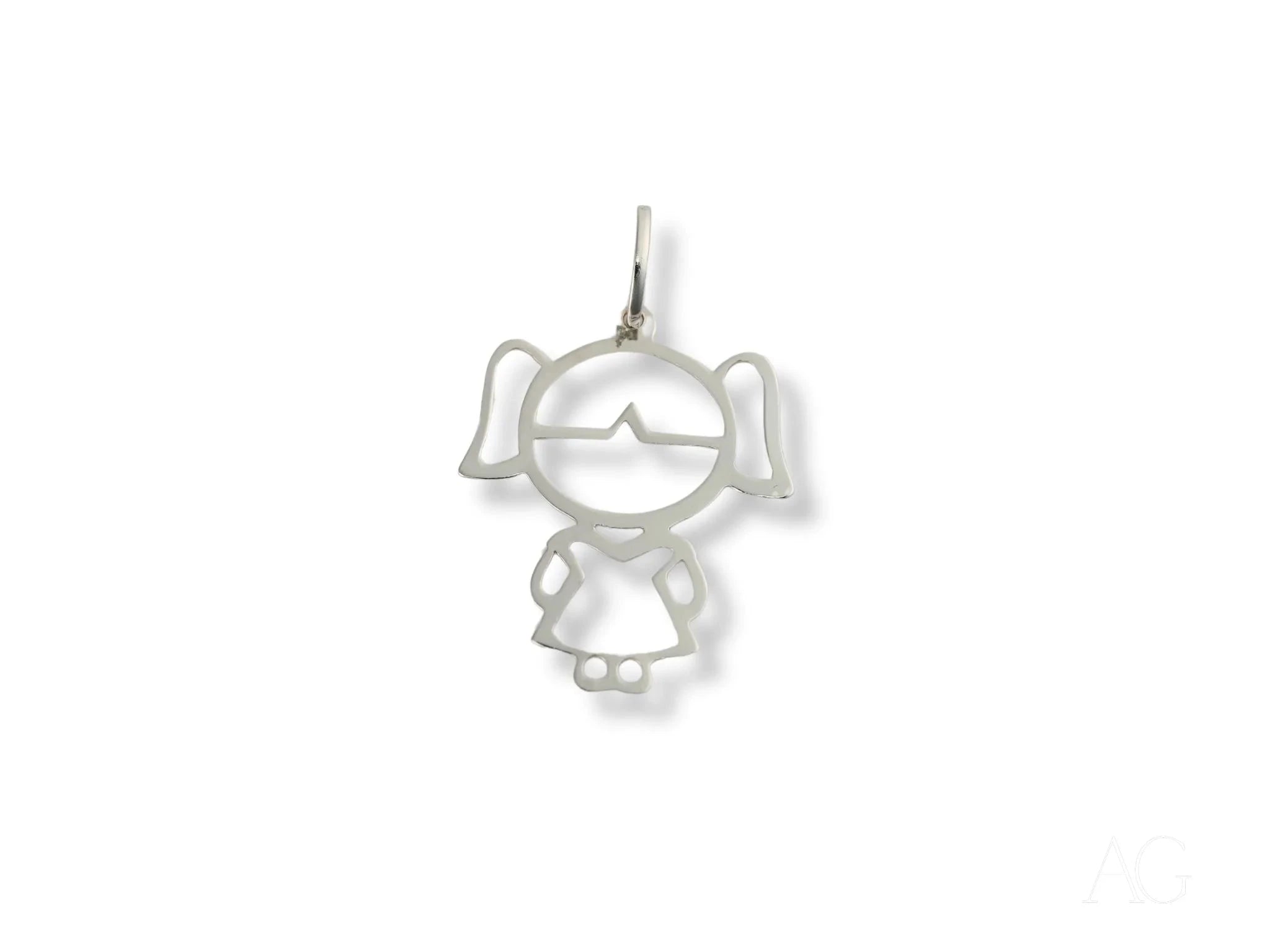 18K Yellow or White Gold Doll Girl Pendant Necklace - Elegant Jewelry Gift for Women & Girls - Perfect for Birthdays, Anniversaries & Special Occasions