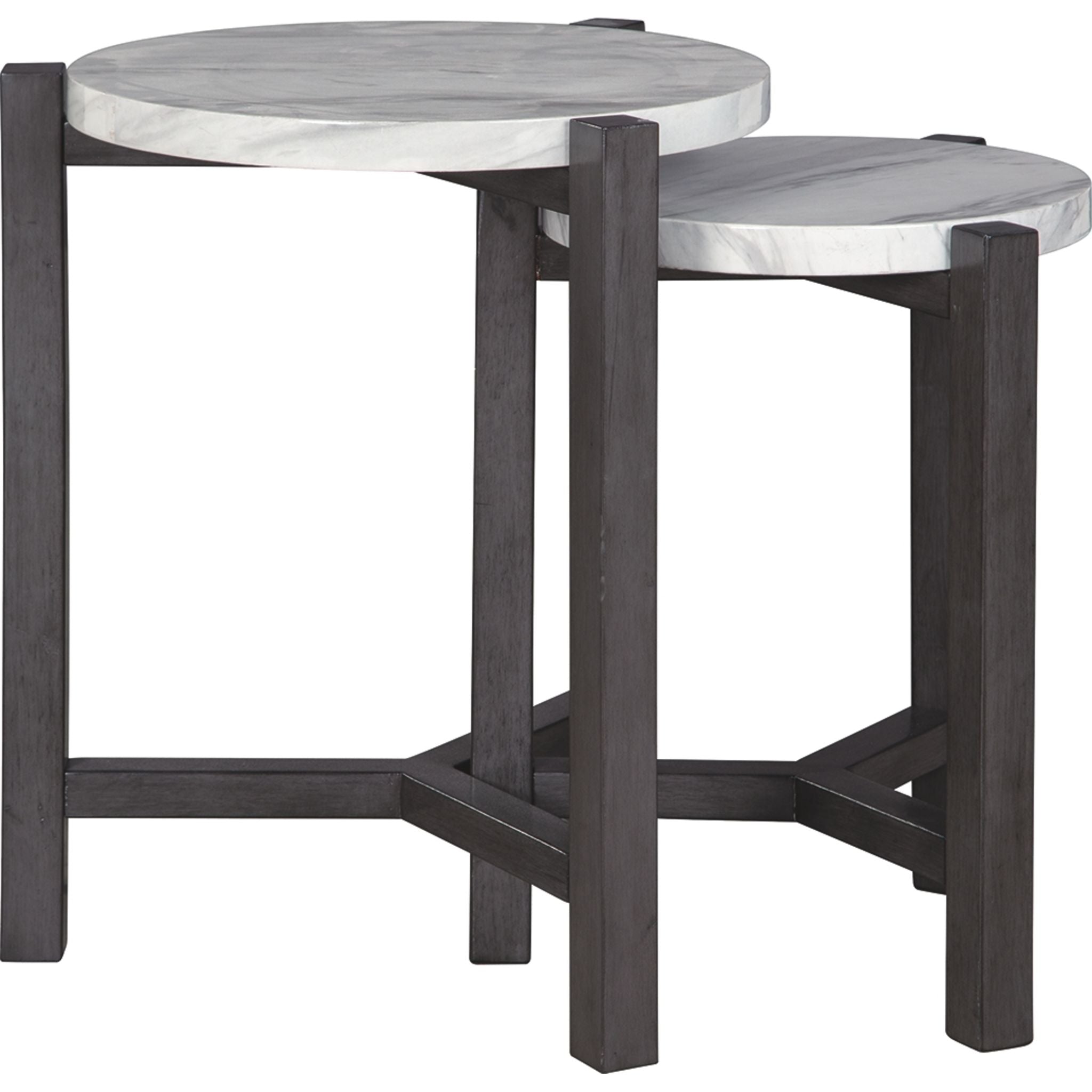 Crossport Accent Table Set of 2 - Modern Side End Tables for Living Room, Bedroom & Office - Small Coffee Table with Storage Shelf - Wooden Nightstand for Home Decor