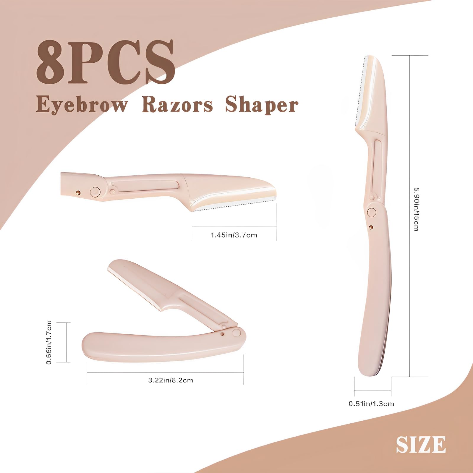 TRUEIN 8 Eyebrow Razors - Foldable Eyebrow Shaper & Trimmer for Women, Safe Facial Razor with Precision Blades, Multi-Purpose Eyebrow Grooming Kit - Perfect for Shaping, Trimming & Defining Brows at Home or Salon
