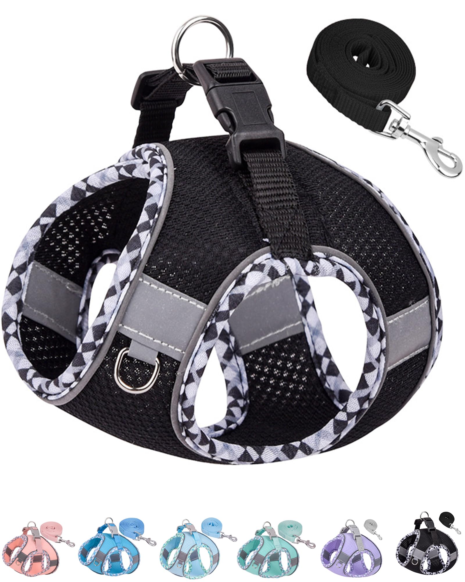 No-Pull Dog Harness for Small/Medium Dogs - Walking & Training Set (Black)