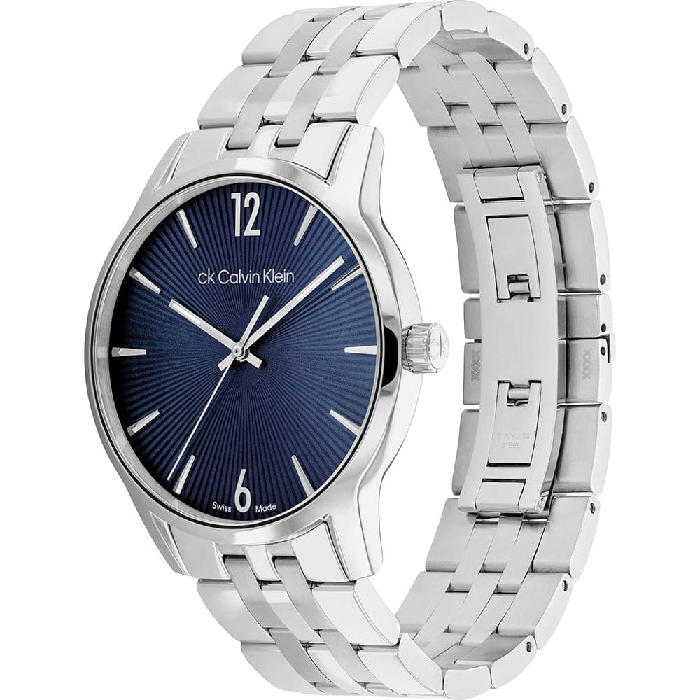 Calvin Klein Men's Blue Dial Silver Stainless Steel Watch 25000051 - Stylish Dress Watch for Business, Formal Events & Everyday Wear