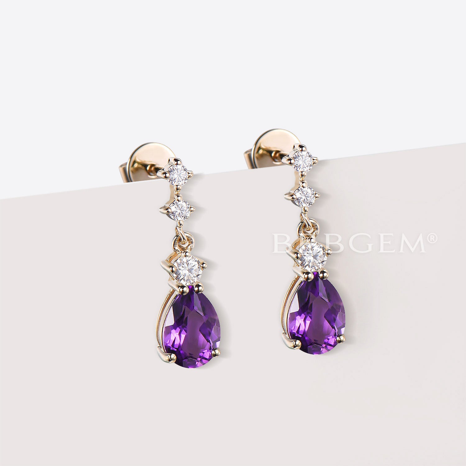 Natural Amethyst Drop Earrings for Women - Minimalist Dangle Earrings for Daily Wear, Gift Giving & Special Occasions