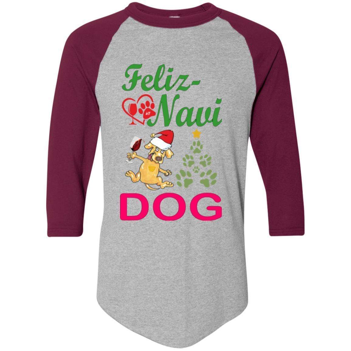 Feliz Navidad Dog Sweater - Colorblock Raglan Jersey in Green & Red | Christmas Pet Apparel for Small & Medium Dogs | Perfect for Holiday Photos & Festive Outfits