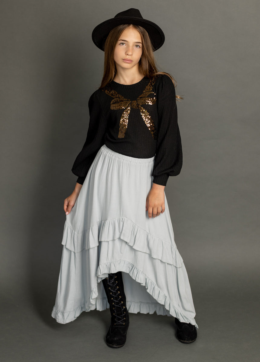 Alizee Light Blue Skirt for Women - Flowy Midi Skirt with Elastic Waist | Perfect for Summer, Beach, and Casual Outfits