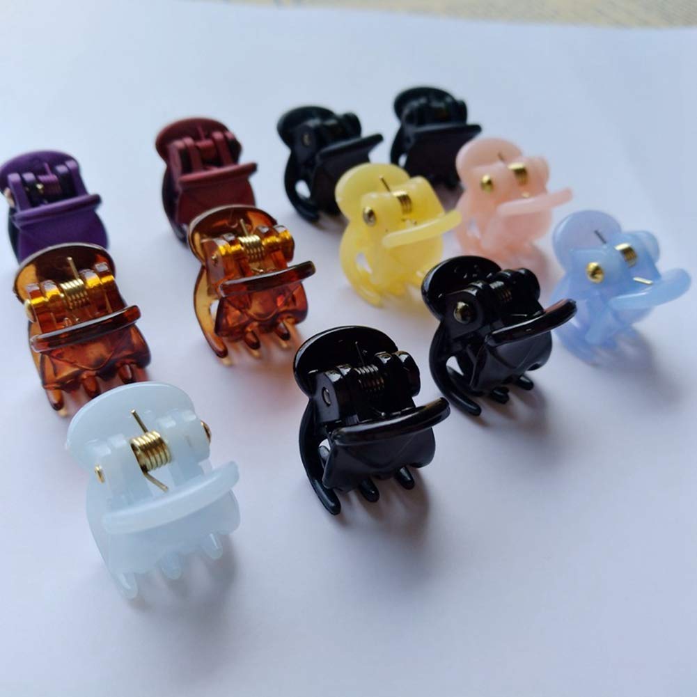 Mini Hair Claw Clips for Women & Girls - 12 Pack Mixed Colors for Styling & Updos
