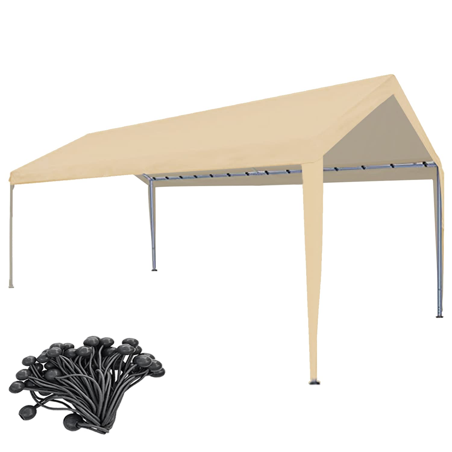 10x20 ft Beige Carport Replacement Canopy - UV Protection & Waterproof Cover for Boats, Parties, Weddings, Gardens & Outdoor Camping - Top Only (Frame Not Included) - Perfect for Outdoor Events, Vehicle Shelter & Backyard Protection